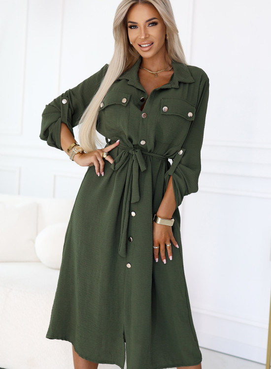 531-5 Рокля тип риза в цвят каки