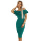 CARMEN 599-2 Елегантна миди рокля в зелен цвят 