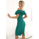 CARMEN 599-2 Елегантна миди рокля в зелен цвят 
