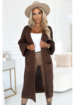 627-2 Дълга мека жилетка в кафяво