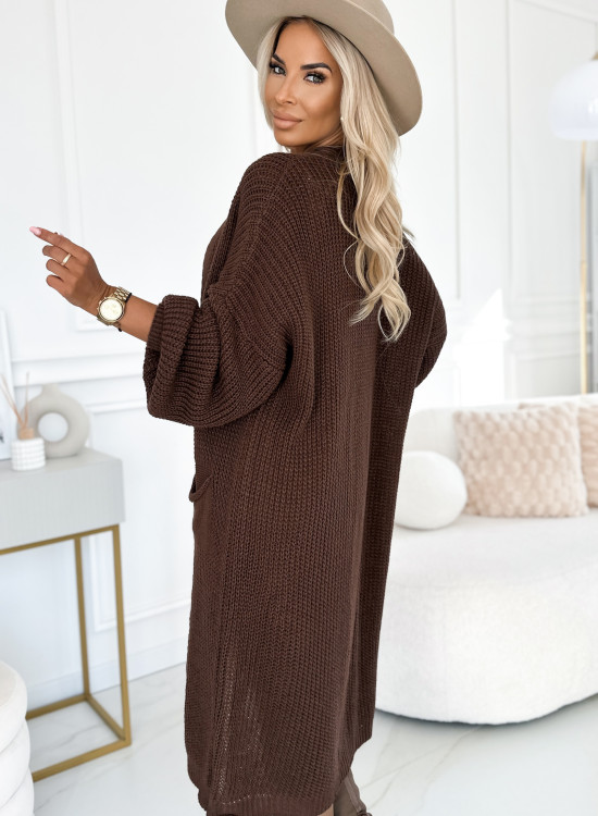 627-2 Дълга мека жилетка в кафяво