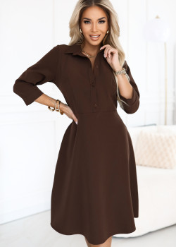 SANDY 286-9 Елегантна рокля в кафяв цвят