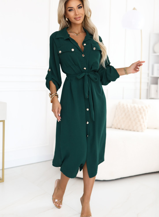 531-7 Рокля тип риза в зелено