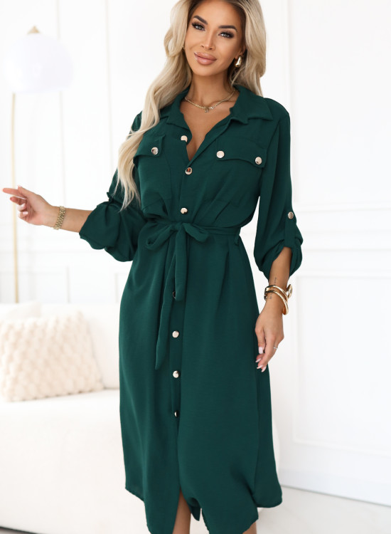 531-7 Рокля тип риза в зелено