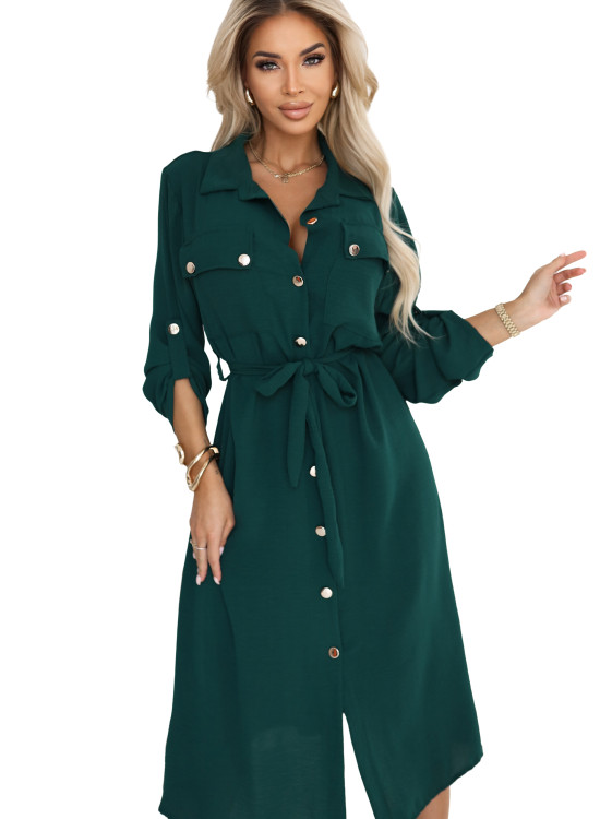 531-7 Рокля тип риза в зелено