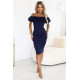CARMEN 599-3 Елегантна миди рокля в тъмносин цвят