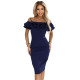 CARMEN 599-3 Елегантна миди рокля в тъмносин цвят