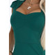 318-7 Елегантна рокля с къс ръкав в зелен цвят