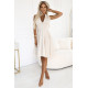573-3 Разкроена бежова рокля с цип