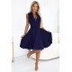 573-2 Разкроена тъмносиня рокля с цип
