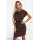 240-9 Асиметрична рокля в кафяв цвят