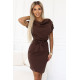 240-9 Асиметрична рокля в кафяв цвят