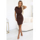 240-9 Асиметрична рокля в кафяв цвят