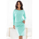 189-12 Дамска рокля с дълги ръкави в цвят мента