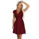 242-5 Елегантна къса рокля с колан в бордо