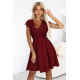 242-5 Елегантна къса рокля с колан в бордо
