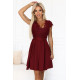 242-5 Елегантна къса рокля с колан в бордо