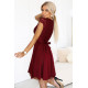 242-5 Елегантна къса рокля с колан в бордо
