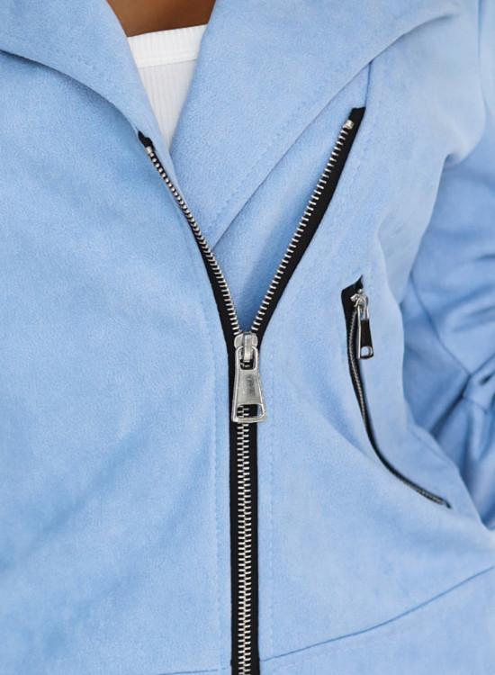 481-3 Късо велурено яке в светлосин цвят