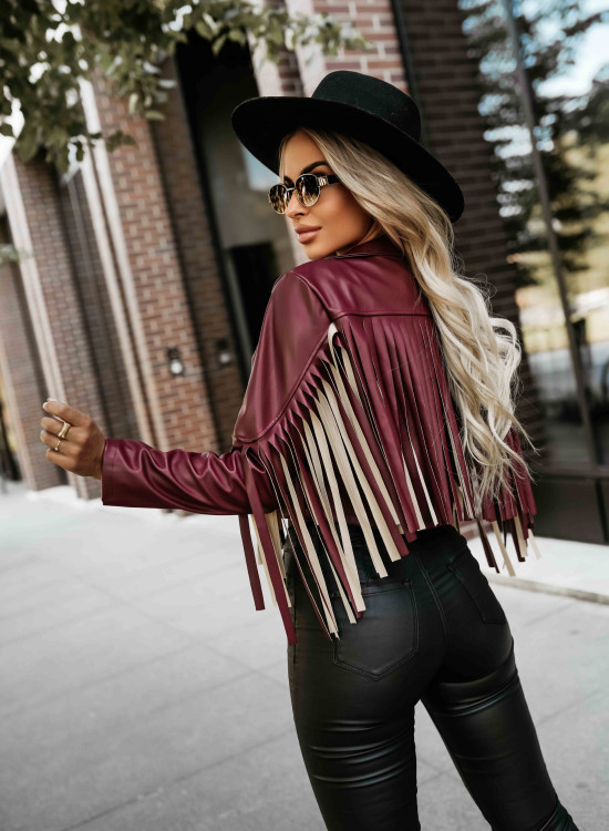 624-2 Ефектно яке с ресни в бордо