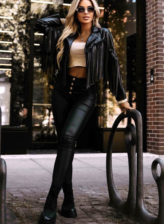 624-3 Ефектно яке с ресни в черно