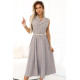 596-2 Елегантна миди рокля в сив цвят