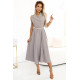 596-2 Елегантна миди рокля в сив цвят