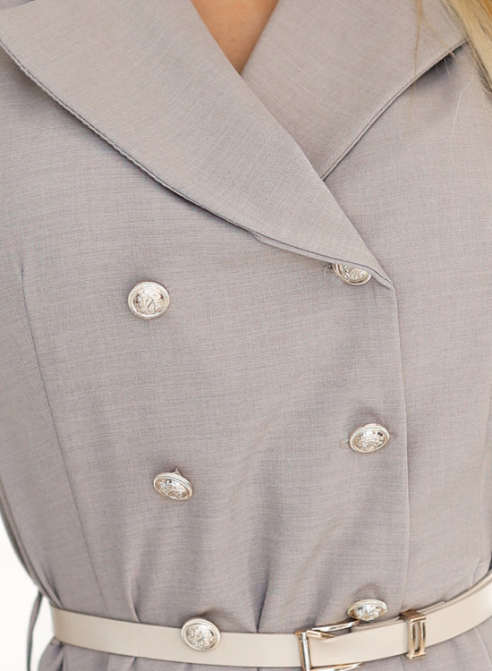 596-2 Елегантна миди рокля в сив цвят