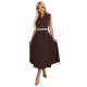 596-4 Елегантна миди рокля в кафяв цвят