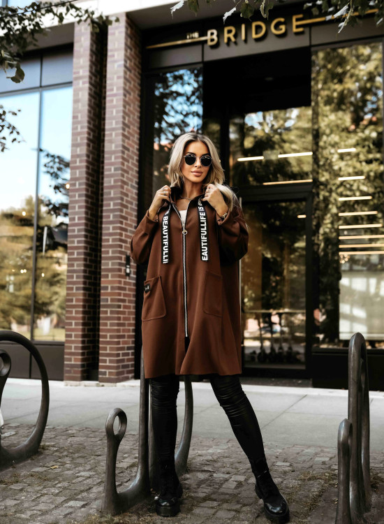 632-2 Стилно палто в кафяв цвят