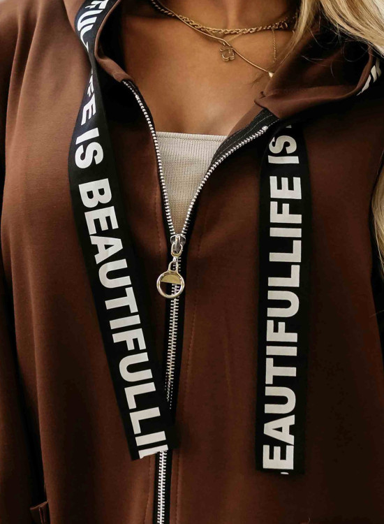 632-2 Стилно палто в кафяв цвят