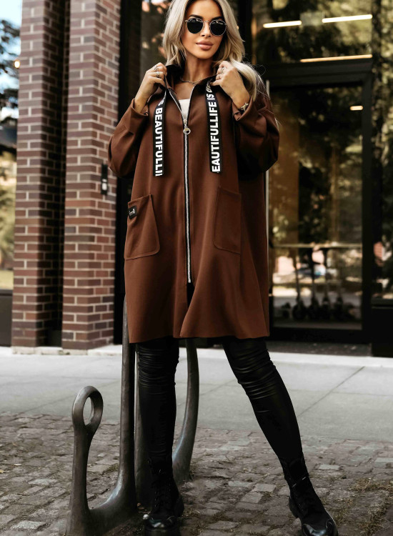 632-2 Стилно палто в кафяв цвят