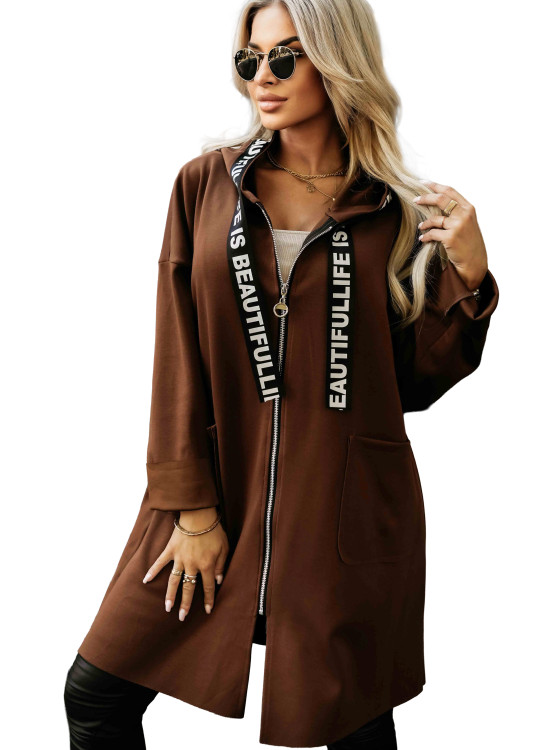 632-2 Стилно палто в кафяв цвят