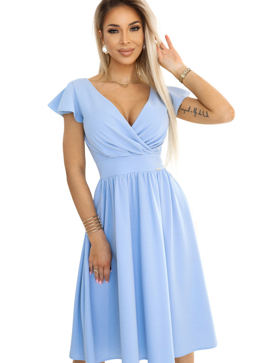 425-12 Елегантна рокля в светлосин цвят