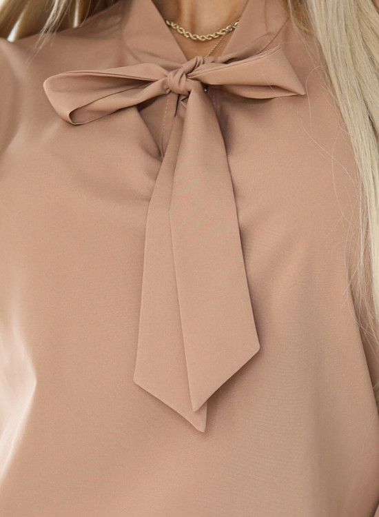 140-27 Елегантна блуза с дълъг ръкав в цвят мока