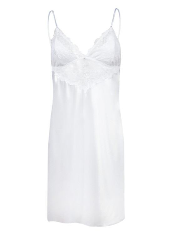 Сатенена нощница с тънки презрамки в бял цвят FRANCES