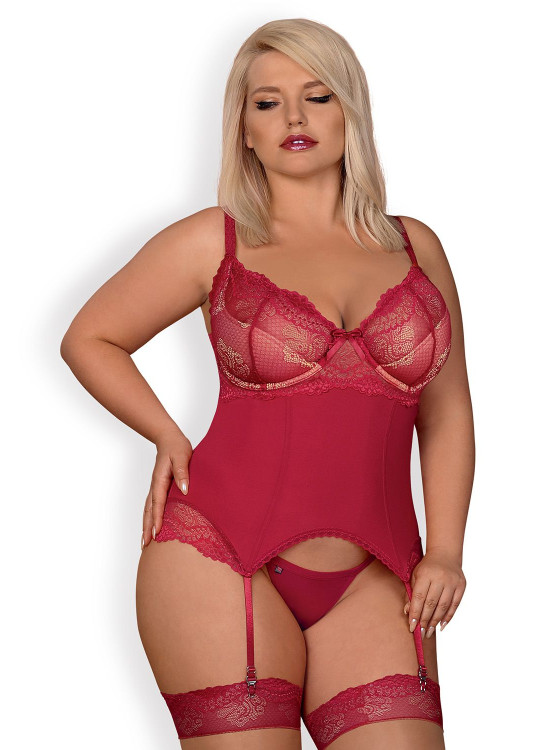 Корсет в комплект с прашки Gorset-Rosalyne-stringi-GRATIS-Czerwony