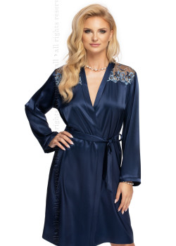 Луксозен секси халат Szlafrok-Elodie-Navy-Blue-Navy-Blue-Granatowy