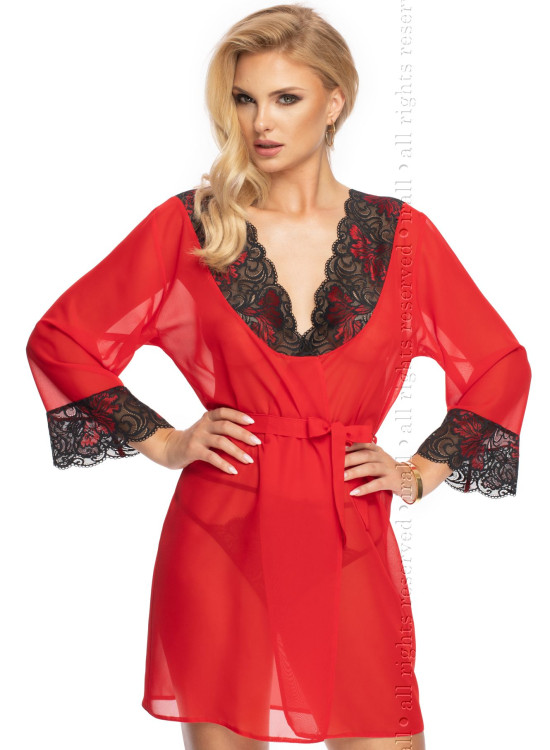 Луксозен секси халат Szlafrok-Oriana-Czerwony-Czerwony