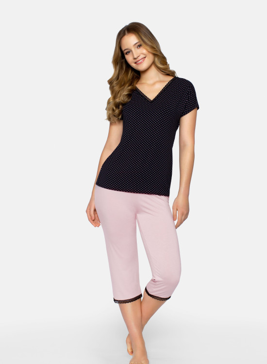 Дамска пижама Piama-Cleo-P-Czarna-Czarno-Rowy