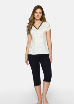 Дамска пижама Piama-Cleo-P-Ecru-Ecru-Czarny