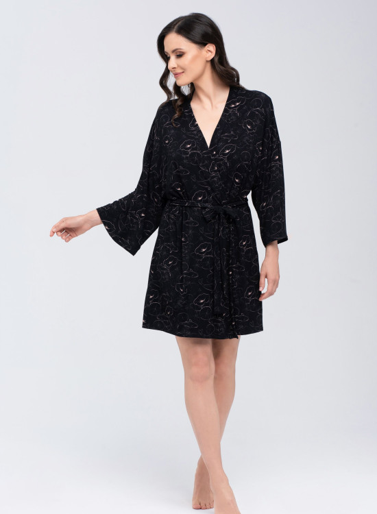 Секси халат Szlafrok-Koi-Beowo-Czarny-Beowo-Czarny