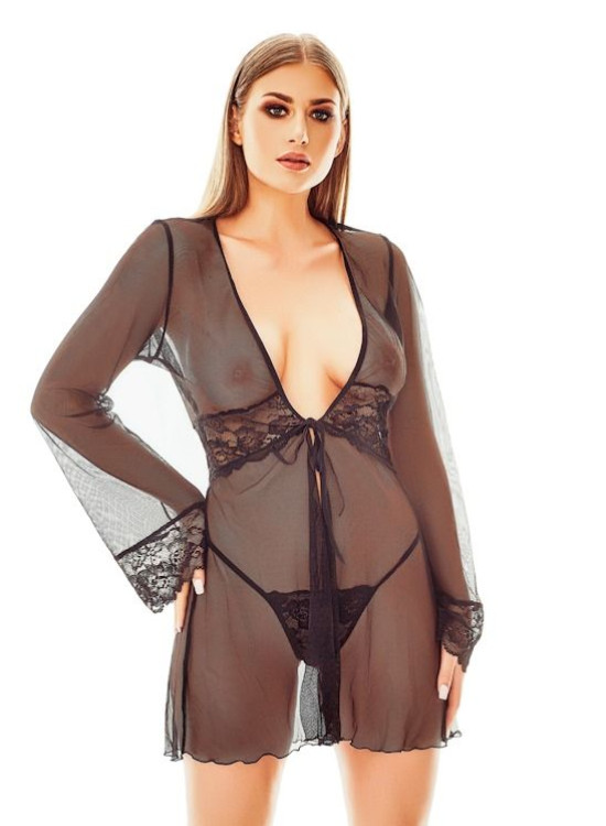 Секси халат Szlafrok-Maxine-Czarny