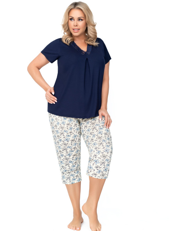 Дамска пижама Piama-Aria-Plus-Dark-Blue-Granatowy