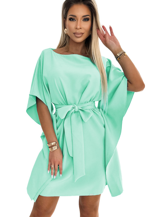 Широка рокля в цвят мента 287-31