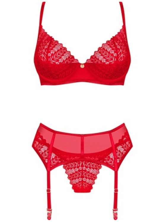 Секси комплект от три части INGRIDIA в червен цвят