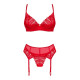 Секси комплект от три части INGRIDIA в червен цвят
