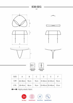 Комплект от три части в червен цвят 838-SEG-3