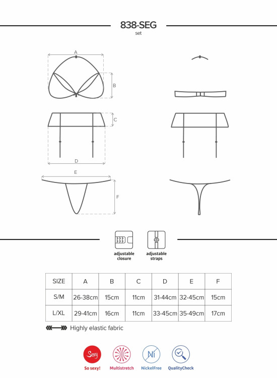 Комплект от три части в червен цвят 838-SEG-3