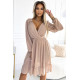 Ефирна миди рокля в бежов цвят 538-1